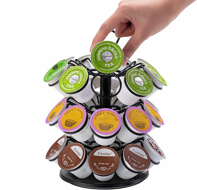 Rice rat K-Cup Storage Coffee Capsules Pod Holder Carousel Capsule Display Storage for k-cup（27pods-3tiers）