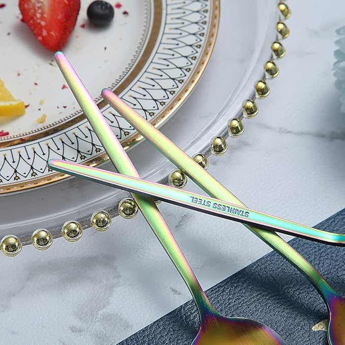 Matt Rainbow Teaspoons 6 Piece, 6.6'' - Stainless Steel, Colorful, Dishwasher Safe