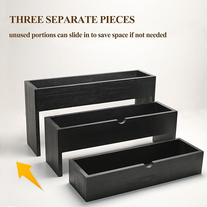 Black Wood Coffee Syrup Rack Organizer, 3-Tier Separated Bottle Holder for Coffee Bar, 12 Bottle(750ml) Storage Stand for Syrup, Wine, Dressing