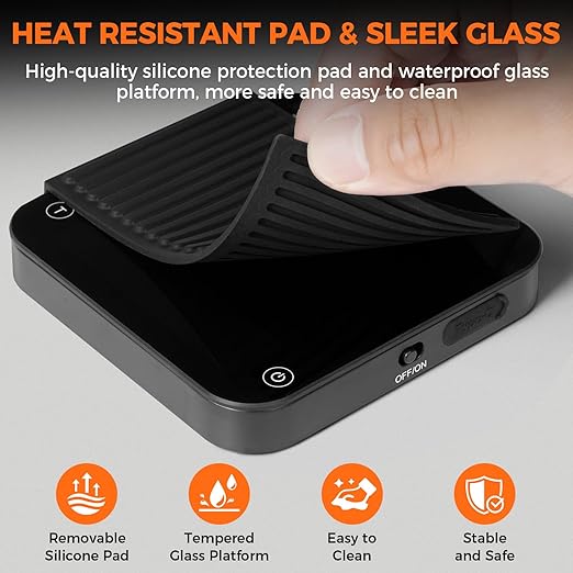 Mini Coffee Scale with Timer, 2kg/0.1g Precision Portable Espresso Scale, Rechargeable Pour Over Scale with Type-C,Flow Rate Mode, g/oz/ml, LED Display, Tare Function, Silent Mode