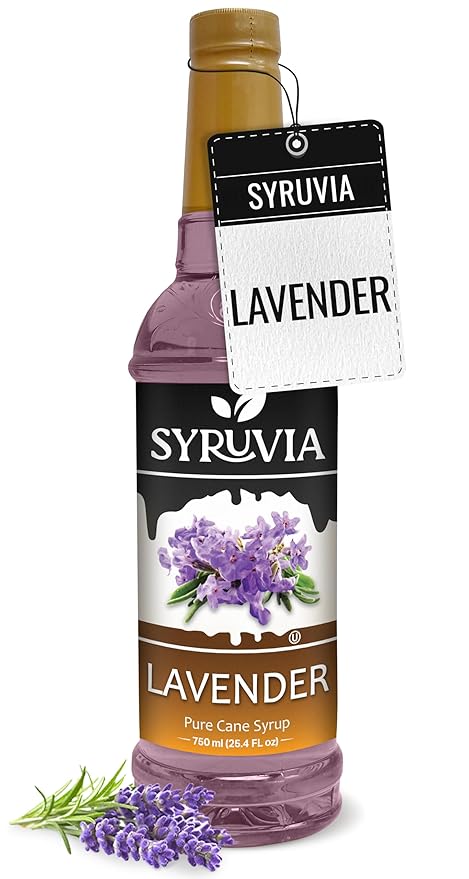 Syruvia Coffee Syrup, Lavender Flavored Syrup for Drinks, Lattes, and Desserts – 25.4 fl oz