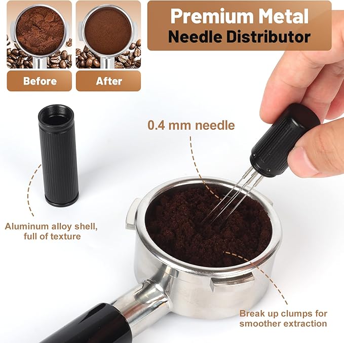 51mm Espresso Accessories Kit – Spring-Loaded Espresso Tamper, WDT Tool, Coffee Distributor, Magnetic Dosing Funnel, Puck Screen with Remover – Premium Stainless Steel & Aluminum Espresso Tools