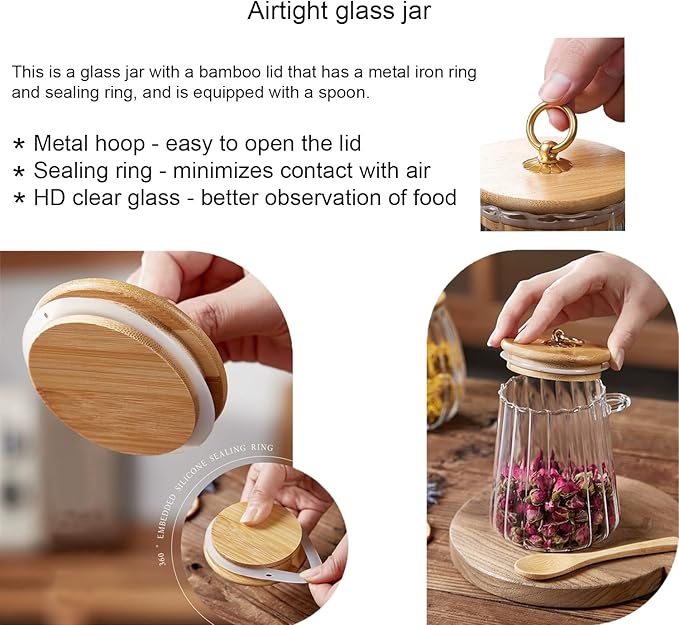 CNWSGEM Sugar Bowls Sugar Container 25.36 FL OZ Glass Coffee Canister Airtight Food Storage Jar with Lid and Spoon Candy Jar Coffee Bar Accessories Storage Beans Powder (Oval)