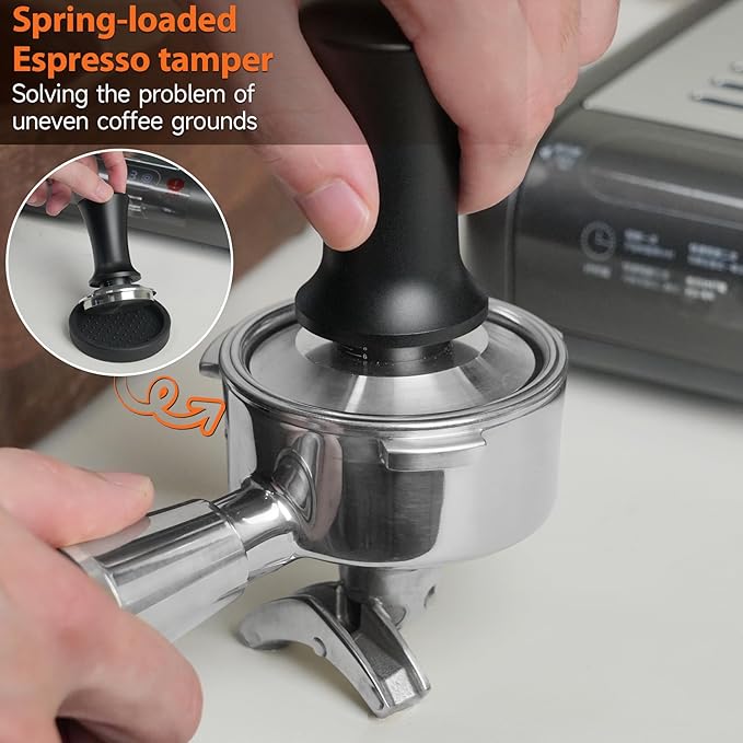 51mm Espresso Accessories Kit, Spring Loaded Calibrated Tamper, WDT Tool, Dosing Funnel, Fits Espresso Coffee Machines and 51 mm Portafilters, Barista Tools
