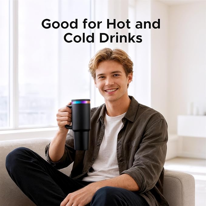 OMTech 30 oz. Tumblers with Handle & Lid, 12 Pack Tumbler Bulk with Double Wall Vacuum Insulation, Food-Grade Stainless Steel Insulated Coffee Mug, Sweatproof Travel Mug for Hot Cold Drinks, Black