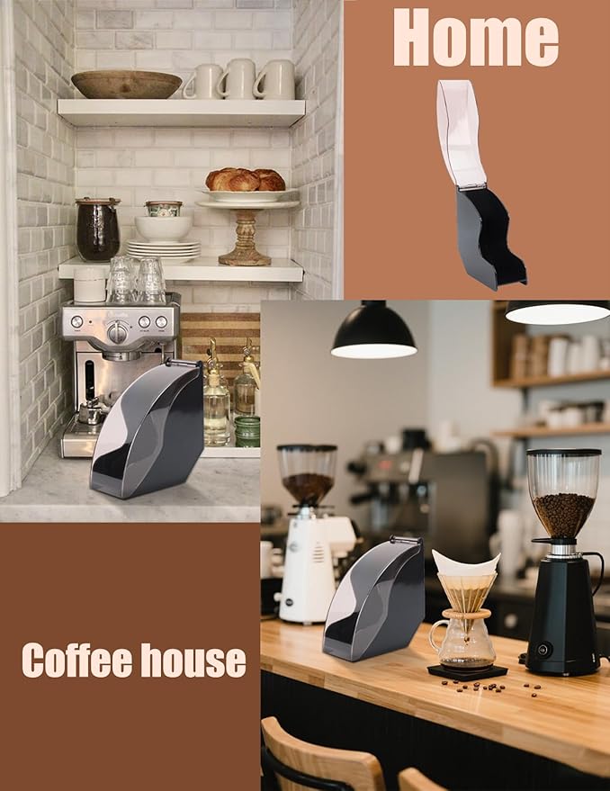 Fan and Cone Coffee Filter Holder with Dust-Proof Lid,Compact Kitchen Storage Organizer for Coffee Station Accessories Black