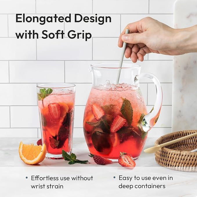 carrotez 9.9" Silicone coffee stirrer, Long Coffee Spoon, Reusable Iced Tea Spoon, Multipurpose Beverage Stirrer- Ivory