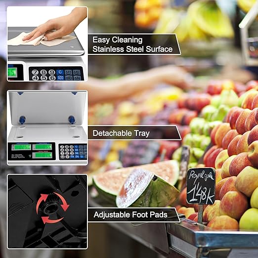 Safstar Electronic Price Computing Scale LCD Digital Commercial Food Meat Weighting Scale 66 Ib Capacity