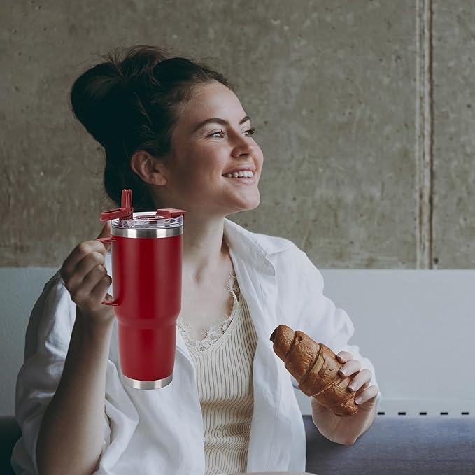 HASLE OUTFITTERS 30oz Tumbler With Handle, Insulated Travel Coffee Mug With Straw Leak-Proof Double Wall Stainless Steel Vacuum Tumblers Metal Cup with Straw for Hot and Cold Drink