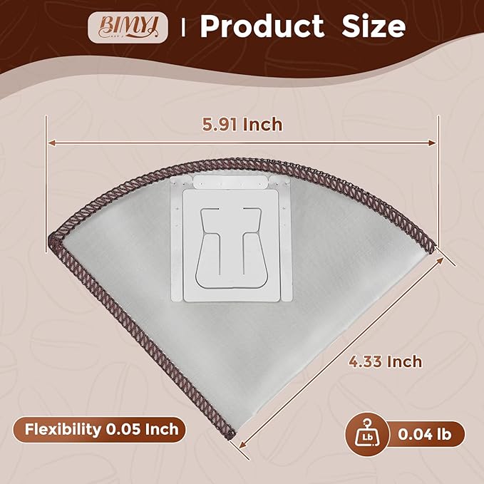 Stainless Steel Pour Over Coffee Filter Reusable - Foldable Metal Coffee Filter with Hanging Ears, Compatible with Chemex & Glass Coffee Drippers (4-6 Cups, Silver)