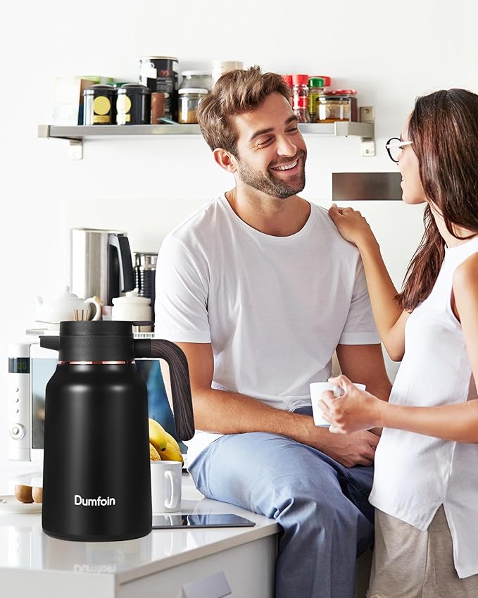 Carafes for Hot Liquids 51oz - 12 Hour Stainless Steel Thermal Coffee Carafe-Insulated Coffee Carafes For Keeping Hot/Cold Coffee, Tea, Water, 1.5 Liter Beverage Dispenser(Black)