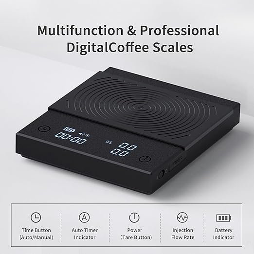 TIMEMORE Coffee Scale Basic 2.0 Electronic Espresso Scale with with Timer,2000 Grams and Water Flow Rate and Timer Function, Free Switching of Ounce/kg Units