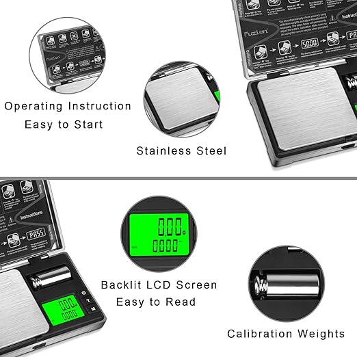 Fuzion Gram Scale, CASH-200 Digital Pocket Scale, 0.01g Digital Grams Scale, Jewelry Scale, Small Food Scale Mini Gram Scale with Upgraded Display, Multi-Accessories