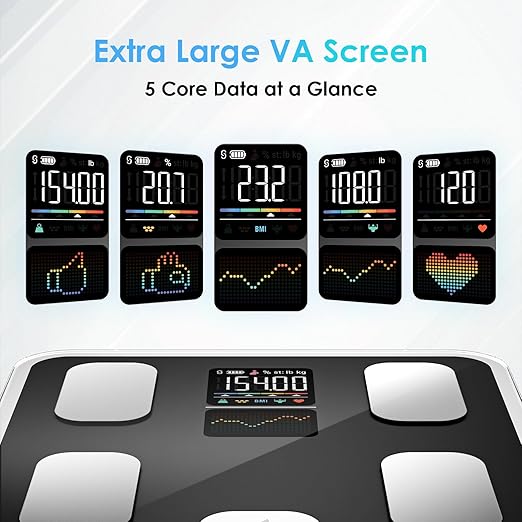 CLORIS Smart Scale for Body Weight Fat, Digital Bathroom Weighing Machine for Accurate BMI Muscle Mass Composition Health Analyzer with App Bluetooth