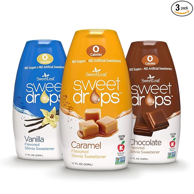 SweetLeaf Sweet Drops - Stevia Liquid Variety Pack with Chocolate, Caramel, Vanilla Stevia Sweetener, Sugar-Free Coffee Syrup Alternative and More, 1.7 Oz Ea (Pack of 3)