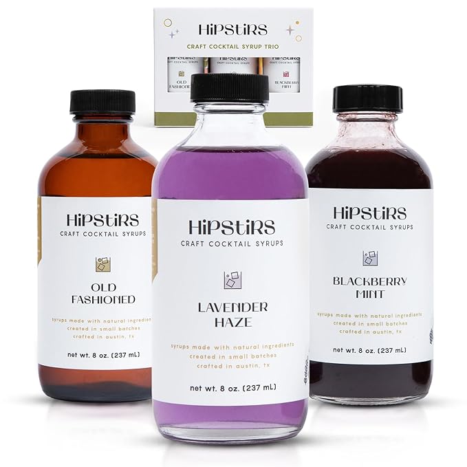 HipStirs Spring Cocktail Syrup Trio – Lavender Haze, Blackberry Mint & Old Fashioned (3 Pack, 8oz Bottles) | Craft Drink Mixers for Cocktails & Mocktails | Small Batch, Natural Ingredients