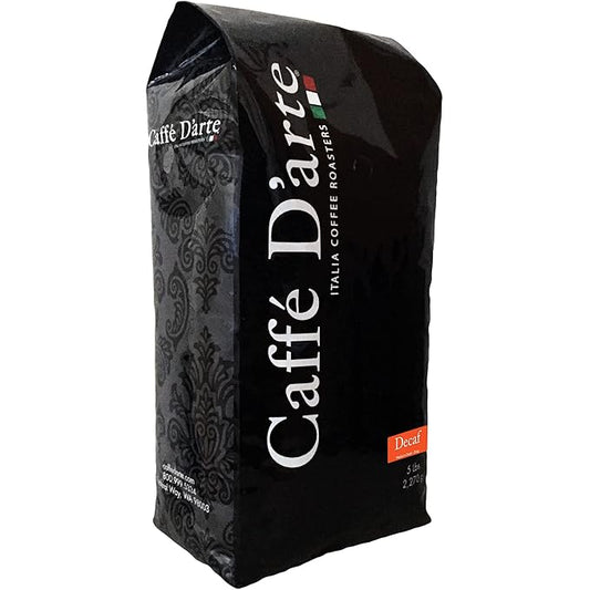 Caffe D'arte Decaf Whole Bean Espresso Coffee, 5 Pounds