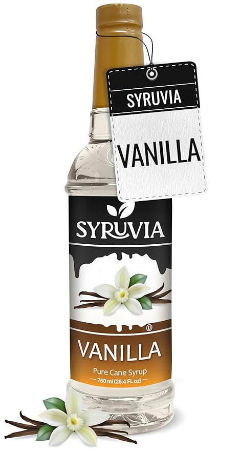 Syruvia Coffee Syrup, Vanilla Flavored Syrup for Drinks, Lattes, and Desserts – 25.4 fl oz
