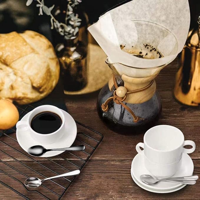 Demitasse Espresso Spoons, Mini Coffee Spoon, Stainless Steel Small Spoons for Dessert, Tea,Set of 6 (black)