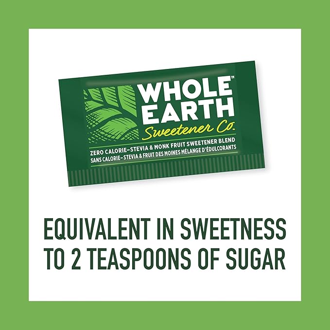 Whole Earth Sweetener Co. Stevia & Monk Fruit Sweetener, Erythritol Sweetener, Stevia Packets, Sugar Substitute, Natural Sweetener, 80 Count (Pack of 12), Packaging may vary