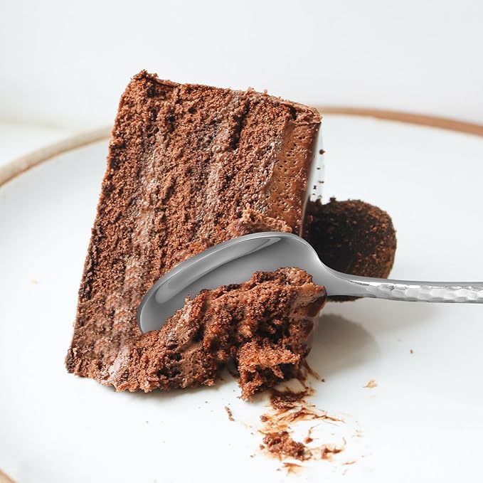 8.4-Inch Hammered Ice Tea spoon Long Handle, Coffee Spoon, Ice Cream spoons, Stainless Steel Cocktail Stirring Spoons, Tea spoon，Set of 6