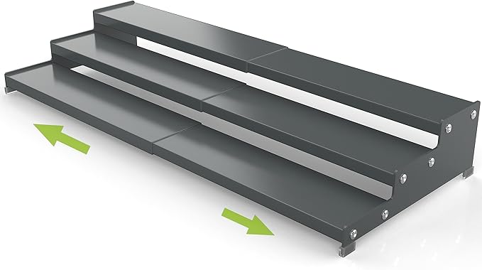 Spice Rack Organizer for Cabinet, 3 Tier Expandable Spices Storage, Great for Kitchen Cabinets, Cupboard,Pantry and Countertop More(Gun-Gray, 1 PACK/GUN-GRAY)