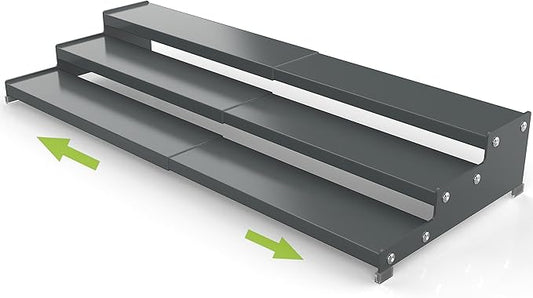 Spice Rack Organizer for Cabinet, 3 Tier Expandable Spices Storage, Great for Kitchen Cabinets, Cupboard,Pantry and Countertop More(Gun-Gray, 1 PACK/GUN-GRAY)