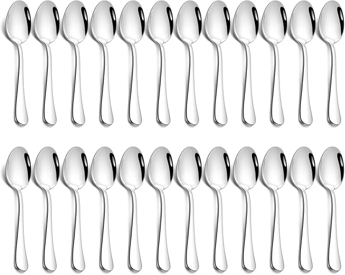 TeamFar Teaspoon Set of 24, 6.7 Inch Stainless Steel Mini Tea Spoons, Small Spoon Silverware for Coffee Tea Soup Dessert, Non-Toxic & Heavy Duty, Mirror Polished & Dishwasher Safe