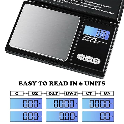 200g X 0.01g Digital Pocket Scale, with Backlit LCD Display, Small Mini Digital Pocket Gram Scale for Kitchen Jewelry Herb (Ordinary)