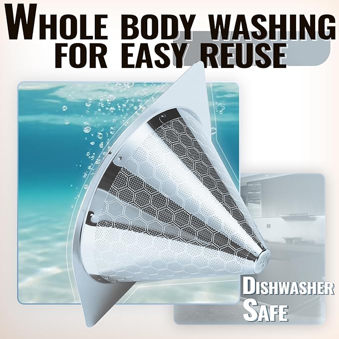 Coffee Filters Perfect Compatible for Chemex 6,8,10 Cup Glass Coffeemaker,Suitable for Bodum & Hario V60,Reusable Stainless Steel Coffee Dipper -Best Coffee Maker and Bar Accessories