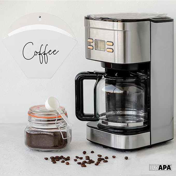 Ilyapa Wooden Cone Coffee Filter Holder, White Wall-Mounted Containers, Magnetic Farmhouse Style Coffee Filter Storage Organizer for Kitchen, Fridge, Bar