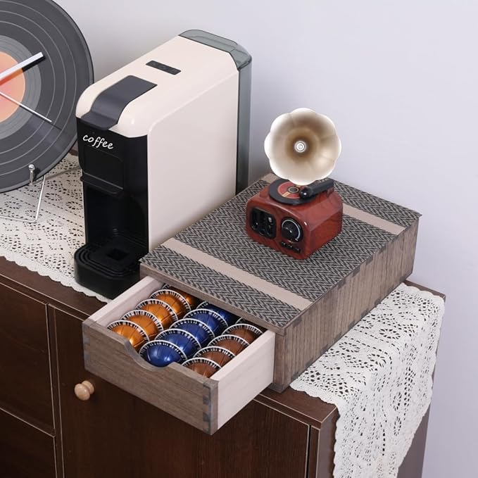 Coffee Pod Holders 1-Layer 1-Drawer Dark Brown (CF1D1C-DK)