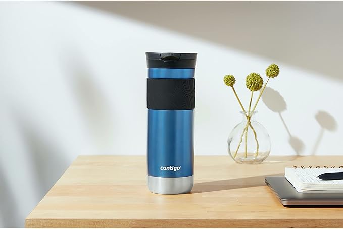 Contigo Byron Vacuum-Insulated Stainless Steel Travel Mug, 20oz - Leak-Proof Lid, BPA-Free, Blue Corn - Perfect Reusable Cup for Coffee or Water; hot and cold beverage holder (Pack of 4)