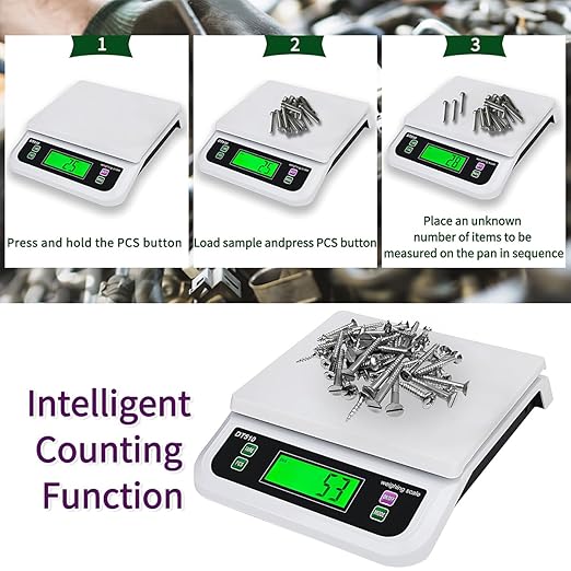 Large Digital Kitchen Scale 66lb/30kg Food Scales for Kitchen with Tare and Prep Counting Baking Cooking Bread Meat Scale with LCD Display for Bakery (White, 30kg)