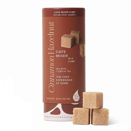 Cinnamon Hazelnut Infused Flavored Sugar Cubes by Teaspressa - Barista Quality Cafe Sugar Cubes, Delicious Cinnamon Hazelnut Flavor - Kosher - Gluten-Free - Barista Quality Cafe Experience - No Mess - Makes 30 drinks - Great Gifting, Hosting & Travel
