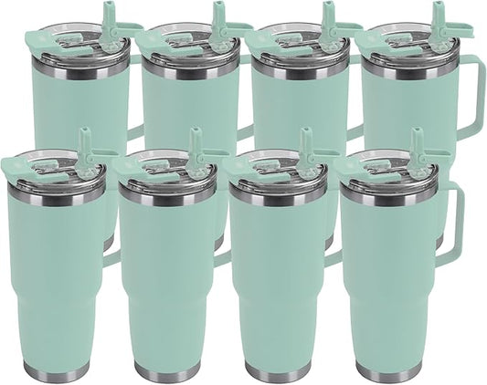 HASLE OUTFITTERS 30oz Tumbler Bulk with Handle, Insulated Travel Coffee Mug Set with Handle Leak-Proof Double Wall Stainless Steel Vacuum Tumblers Pack Metal Cup for Hot and Cold Drink