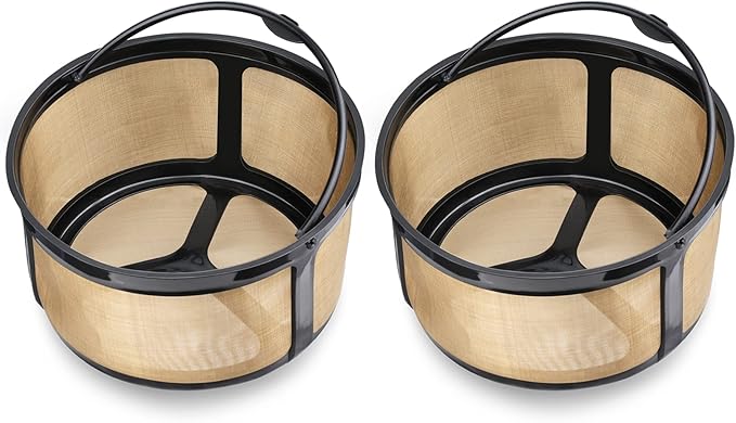 Reusable 8-12 Cup Basket Gold Mesh Coffee Filter for Keurig K-Duo Essentials and K Duo Brewers Machine, Replaces your Paper Coffee Filters, BPA Free (2 Pack)