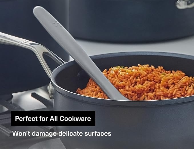 Misen Silicone Mixing Spoon - Professional-Grade, Dishwasher Safe - No Scratch Nonstick-Safe Kitchen Tool for Stirring, Scraping, and Serving - Stong, Durable, Heat Resistant - Gray