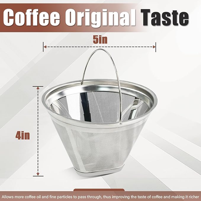#4 Coffee Filter Reusable Coffee Filter Stainless Steel Coffee Filter Compatible with Technivorm Moccamaster KBGV KBT 79112 53923 59691 etc. Durable Stainless Steel Filter for Sustainable Brewing (1)