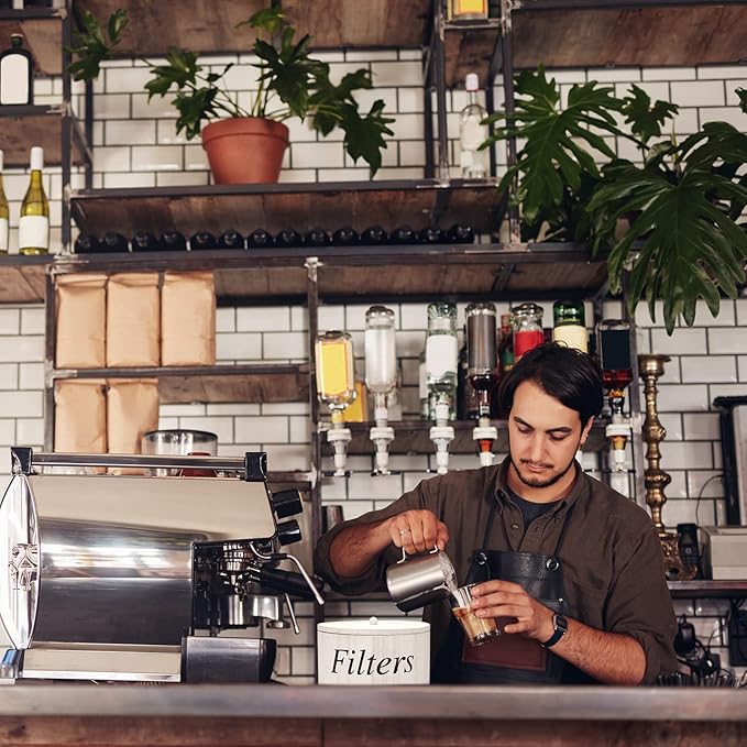 Chunful Coffee Filter Container Wooden Coffee Filter Storage Holder with Lid Farmhouse Bar Accessories Rustic Station Organizer for Storing Various Papers Tea Bags Beans, White