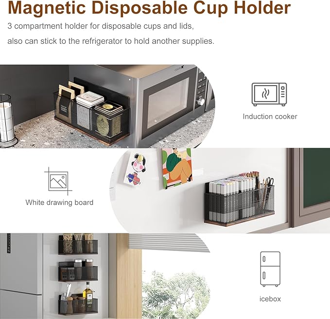 TQVAI K Cup Holder - 60 Capsule Capacity 2 Tier Sliding Pods Storage Drawer with Disposable Cups & Lids Holder, Coffee Bar Station Organizer for Countertop, Black