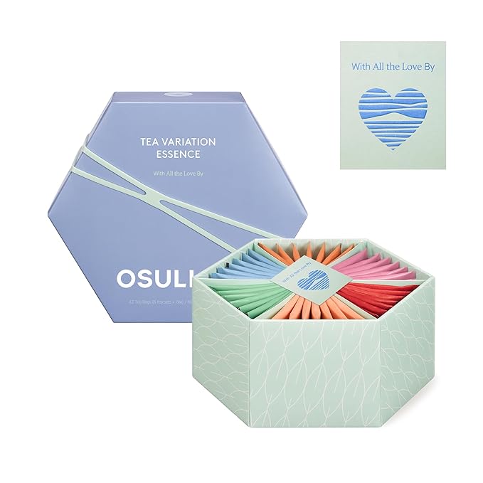 OSULLOC TEA VARIATION ESSENCE (42 Count, 6 Types x 7 ea), Premium Tea Gift Set, Special Thank You Card attached