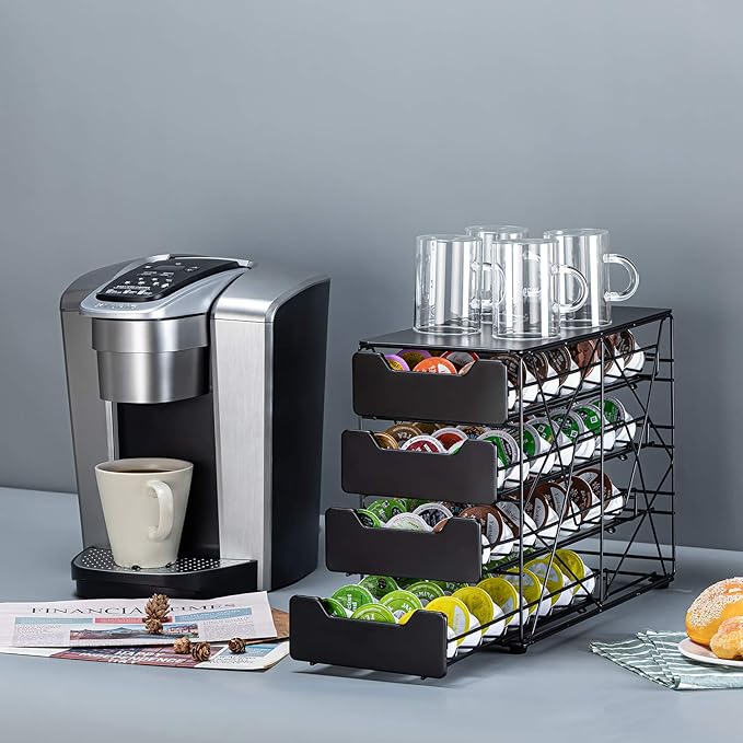Rice rat k cup Holders for Counter Small for Keurig k-cup Holder for mr Coffee for Tea (84 pods-4 tiers)