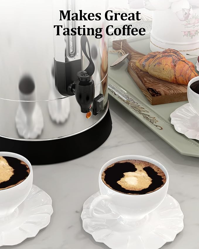 Garvee 120 Cup Fast Brew Commercial Coffee Urn, Food Grade Stainless Steel Large Capacity Coffee Maker Perfect for Church, Meeting rooms, Lounges, and Other Large Gatherings-18 L