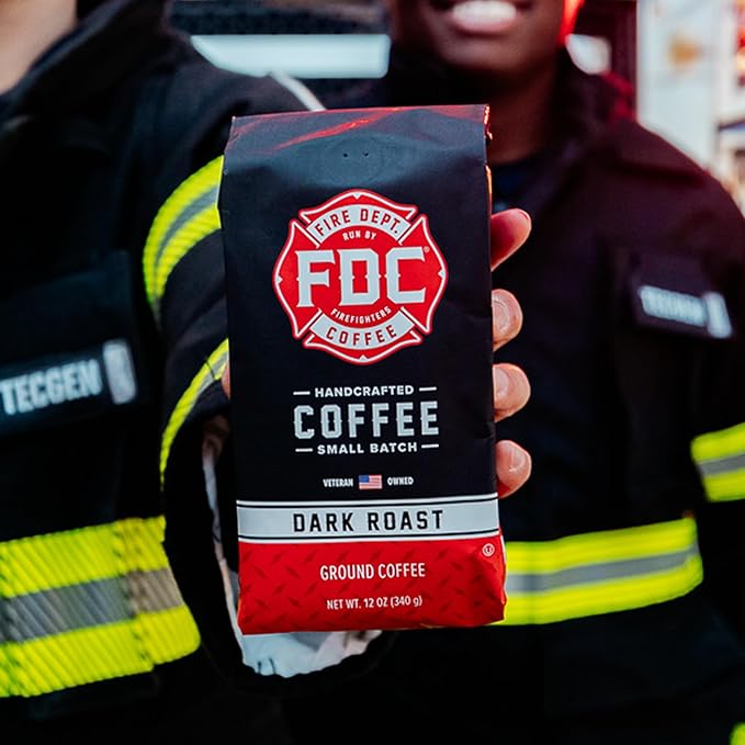 Fire Department Coffee - Gives Back to Firefighters - Bold & Smooth Dark Roast Coffee Beans - Roasted in the USA - Veteran Owned - Whole Bean - 12 oz