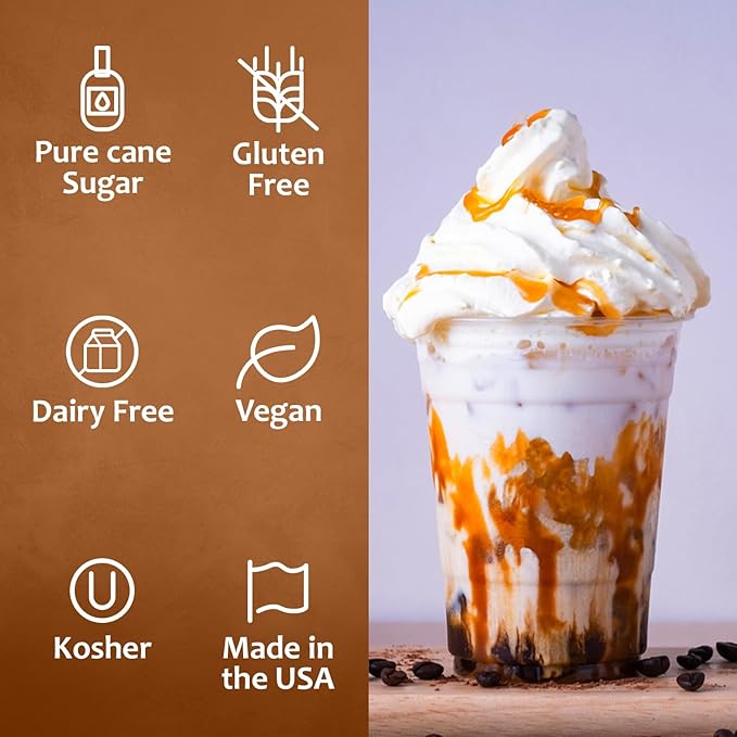 Syruvia Coffee Syrup, SALTELLA Syrup, Vanilla Salted Caramel Flavored Syrup for Drinks, Lattes, and Desserts – 25.4 fl oz,