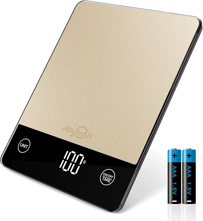JOYHILL 22lb Food Scale, Digital Kitchen Scale Food Ounces and Grams Premium Stainless Steel Food Weight Scale with LED Display, Batteries Included