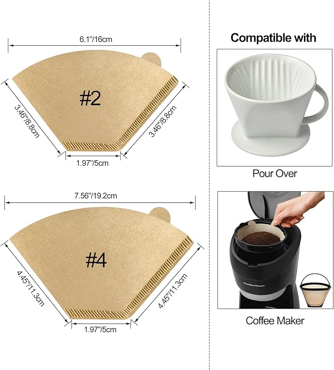 Pro Mael Cone Coffee Filters #4, Number 4 Coffee Filter 8-12 Cup for Drip Coffee Maker, Unbleached Natural (200, #4)