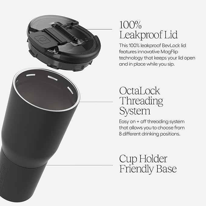 BrüMate Nav 25oz 100% Leak Proof Insulated Travel Tumbler with Magnetic BevLock™ Lid - Double Wall Cup-Holder Friendly Stainless Steel Mug (Mist)