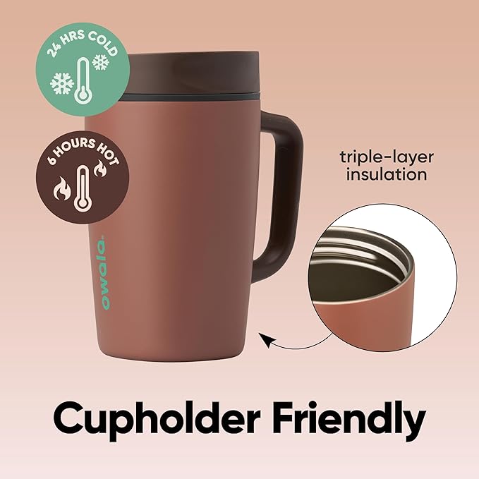 Owala SmoothSip Slider Stainless Steel Insulated Travel Mug with handle, 100% Leak Proof, For Hot and Cold Drinks, Travel Friendly with Sliding Lock Lid, 12oz, BPA Free, Leak Proof, High Dive